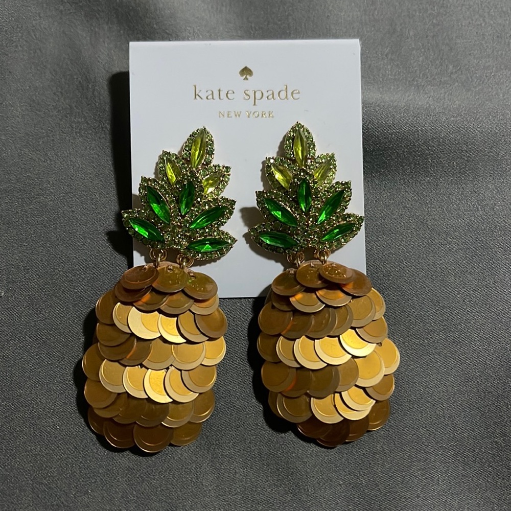 BNWT Kate Spade Pineapple ear rings